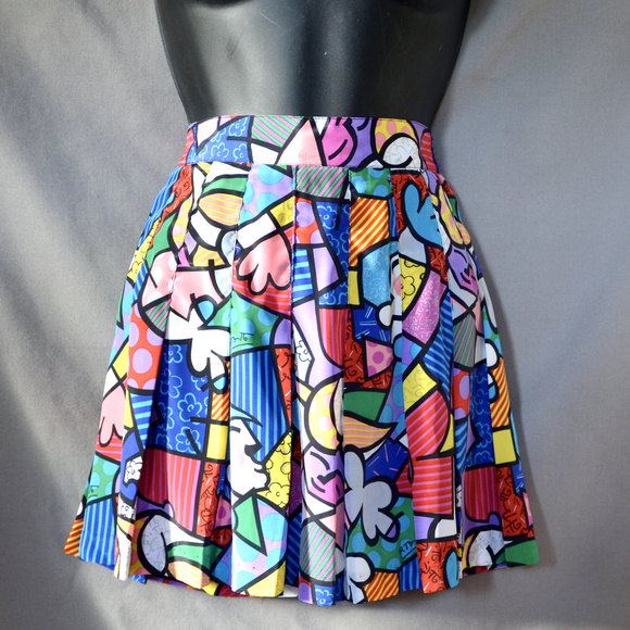 Vintage 90s TAIL Colorful Graphic Print Mini Skirt - Picture 2 of 8